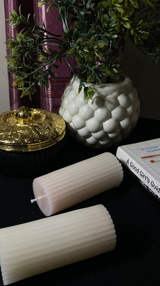 Ribbed Pillar Candle